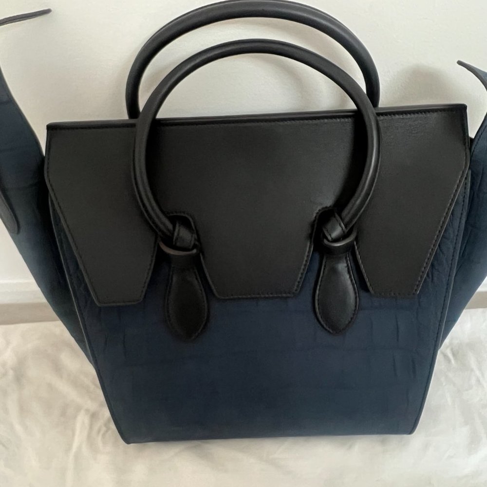 Céline Croc Embossed Nubuck Small Knot Tote Bag - Picture 3 of 9
